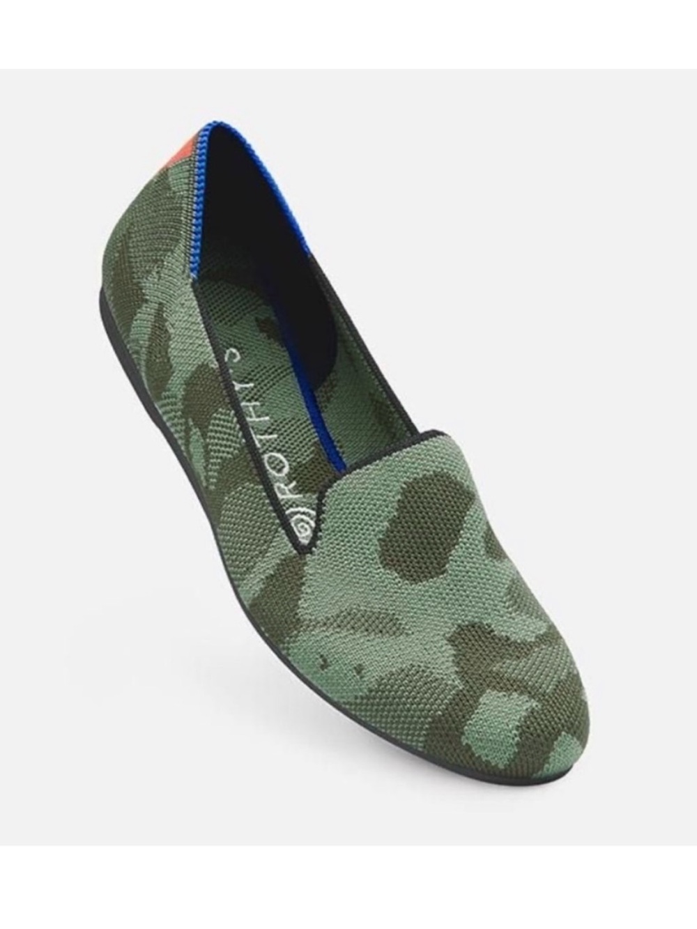 ROTHYS Olive Green Camo Knit Slip-On Loafers